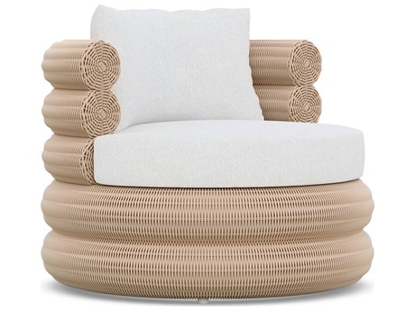 Azzurro Living Texoma Almond All-Weather Wicker Lounge Chair with Cloud Cushion