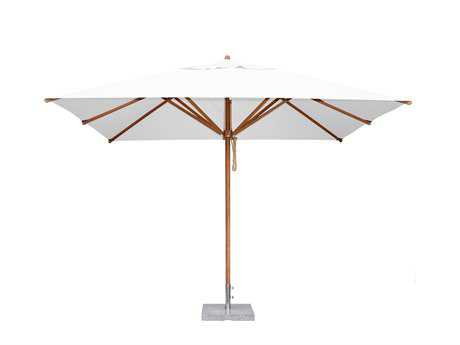 Bambrella Levante Wood 6.5' x 10' Rectangular Pulley Lift Umbrella with 2 Inch Pole