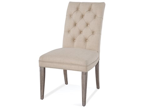 Bassett Mirror Bellamy Rubberwood Beige Upholstered Side Dining Chair Set of 2