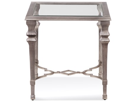 Bassett Mirror Sylvia Square Glass Silver End Table