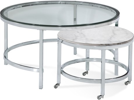 Bassett Mirror Jadyn Round Glass White Coffee Table