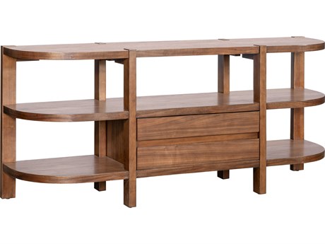 Bassett Mirror Winston Demilune Wood Brown Warm Walnut Console Table