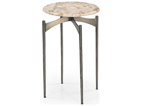 Bassett Mirror Thea Round Marble Brown End Table