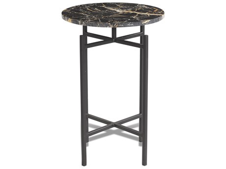 Bassett Mirror Wren Round Marble Black End Table
