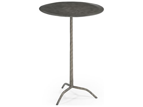 Bassett Mirror Silas Round Metal Antique Nickel End Table