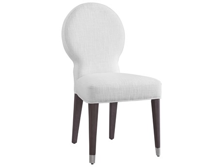 Bassett Mirror Farrah Fabric Hardwood White Upholstered Side Dining Chair Set of 2