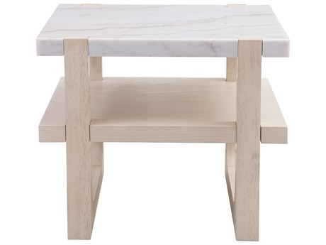 Bassett Mirror Newport Rectangular Marble Sunbleached Ash End Table