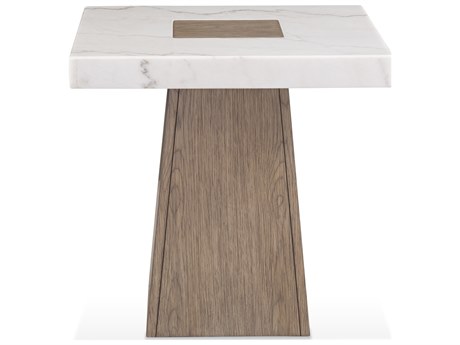Bassett Mirror Collinston Square Marble Grey Beige End Table