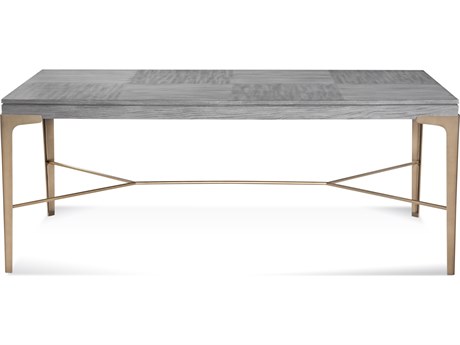 Bassett Mirror Nylah Rectangular Wood Platinum Brushed Gold Dining Table