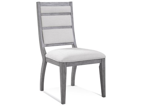 Bassett Mirror Nylah Oak Wood Gray Upholstered Side Dining Chair Set of 2