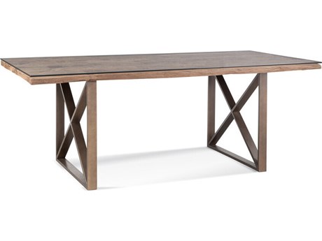 Bassett Mirror Cambria Rectangular Bronze Reclaimed Wood Dining Table