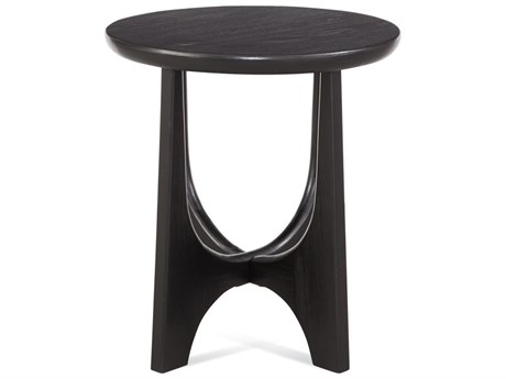 Bassett Mirror Dunnigan Round Wood Black Matta Stain End Table