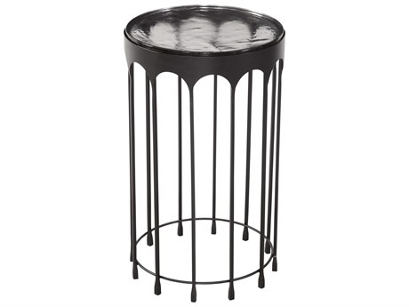 Bassett Mirror Hartley Round Glass Matte Black End Table
