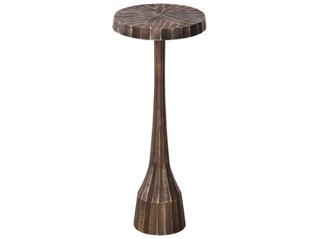 Bassett Mirror Bowman Round Metal Antique Brass End Table