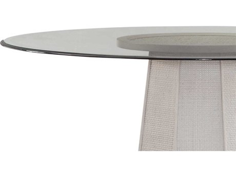 Bassett Mirror Korey Round Glass White Dining Table