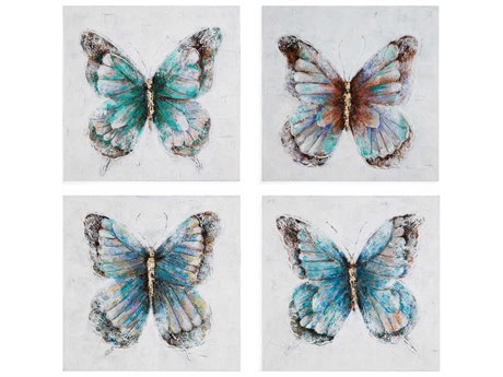 Bassett Mirror Realism Metallic Butterflies Wall Art