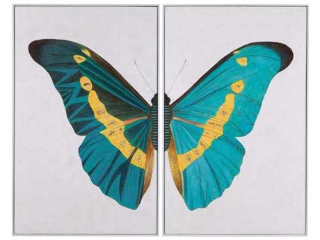 Bassett Mirror 31" Blue Butterfly WingsWall Art 2 Piece Set
