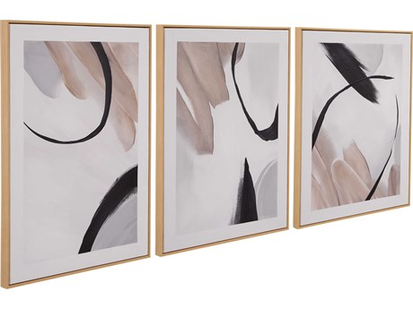 Bassett Mirror 24" Brown Eartha Canvas Art Wall Art 3 Piece Set