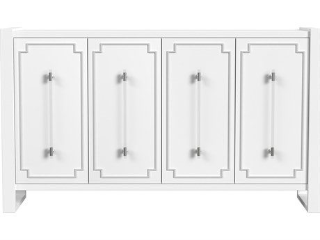 Bassett Mirror Mariah 64" Pearlized White With Silver Trim Sideboard