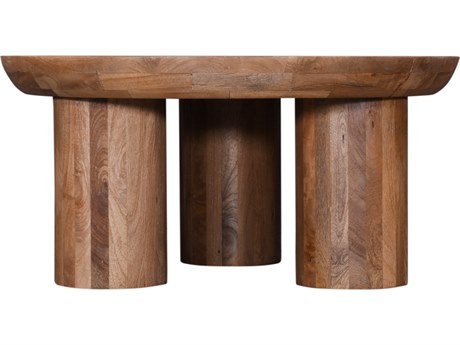 Bassett Mirror Blair Round Wood Natural Mango Sandblasting Cocktail Table