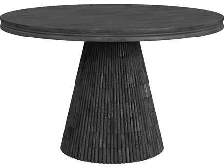Bassett Mirror Gaines Round Wood Sandblasted Black Wash Dining Table