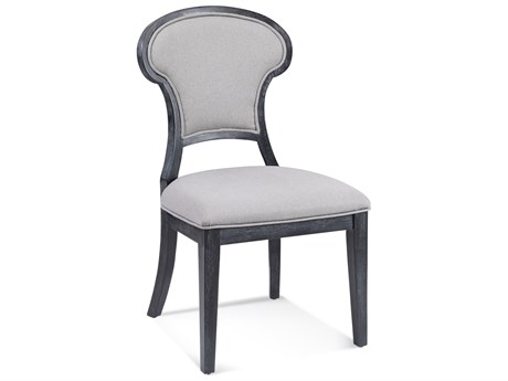Bassett Mirror Mateo Fabric Oak Wood Gray Upholstered Side Dining Chair