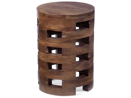 Bassett Mirror Perazza Round Wood Assorted Mango Acacia End Table