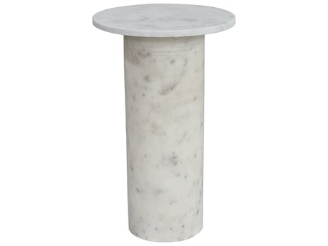 Bassett Mirror Claude Round Marble White End Table