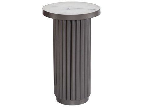 Bassett Mirror Dillon Round Marble Gray End Table