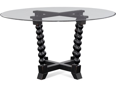 Bassett Mirror Susanna Round Glass Black Dining Table