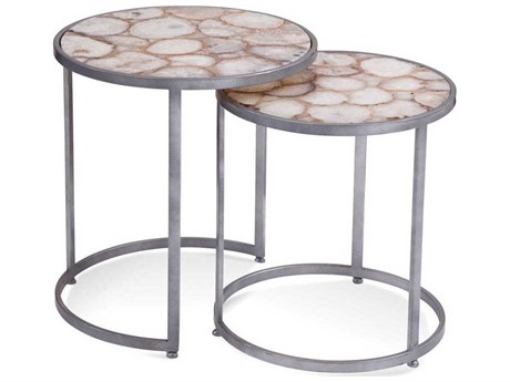 Bassett Mirror Delia Bunching Round Stone Agate End Table