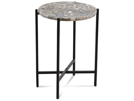 Bassett Mirror Cicco Round Stone Agate Iron End Table