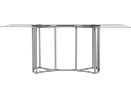 Bassett Mirror Sophia Rectangular Chrome Plated Glass Dining Table