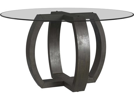 Bassett Mirror Kellan Round Glass Charcoal Gray Dining Table