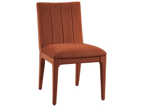 Bassett Mirror Brianne Hardwood Orange Upholstered Side Dining Chair Set of 2