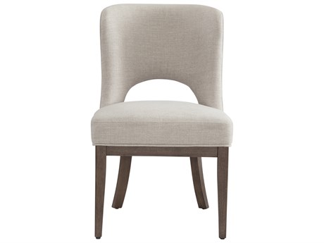 Bassett Mirror Trevino Rubberwood Beige Upholstered Side Dining Chair Set of 2
