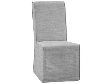 Bassett Mirror Mackie Fabric Rubberwood Gray Upholstered Side Dining Chair Set of 2