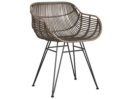 Bassett Mirror Ryanne Rattan Brown Arm Dining Chair