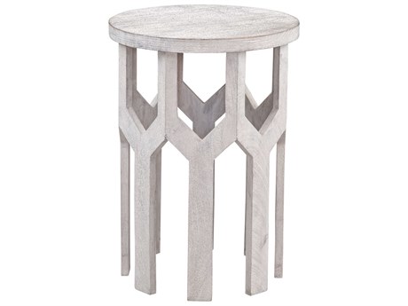 Bassett Mirror Lloyd Round Wood White End Table