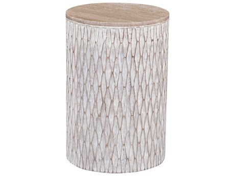 Bassett Mirror Lorenzo Round Wood White End Table