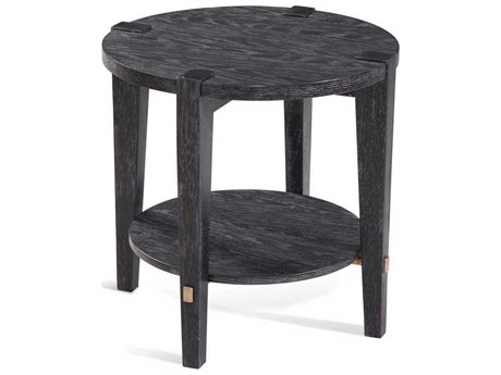 Bassett Mirror Whitfield Round Wood Black End Table