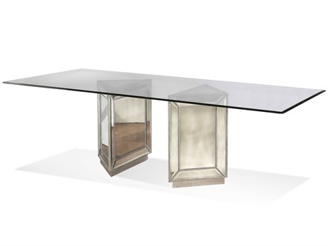 Bassett Mirror Murano Rectangular Glass Silver Leaf Dining Table