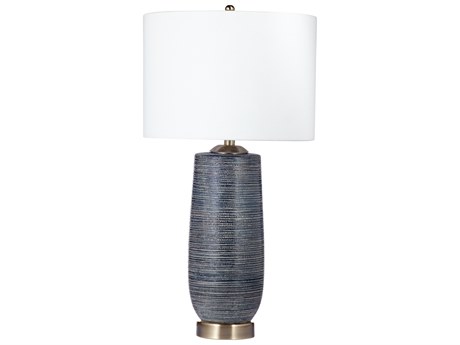 Bassett Mirror Tampant Textured Brown Brass White Drum Buffet Lamp