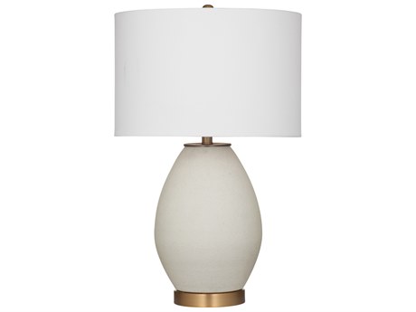 Bassett Mirror Isabella White Brass Hardback Cream Drum Linen Buffet Lamp