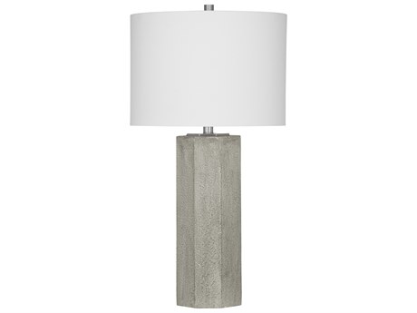Bassett Mirror Luna Light Gray White Drum Linen Buffet Lamp