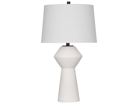 Bassett Mirror Ella Matte White Tapered Drum Linen Buffet Lamp