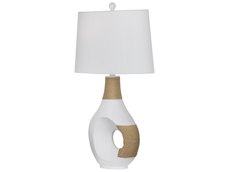 Bassett Mirror Nigel Matte White Tapered Drum Linen Buffet Lamp