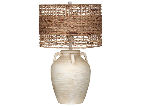 Bassett Mirror Breeze Cream Natural Drum Sea Grass Off White Buffet Lamp