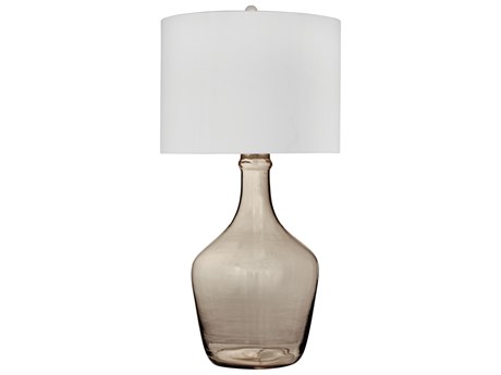 Bassett Mirror Leeza Smoke White Drum Fabric Gray Buffet Lamp