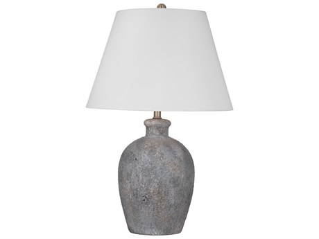 Bassett Mirror Fremont Weathered Gray White Tapered Drum Linen Buffet Lamp